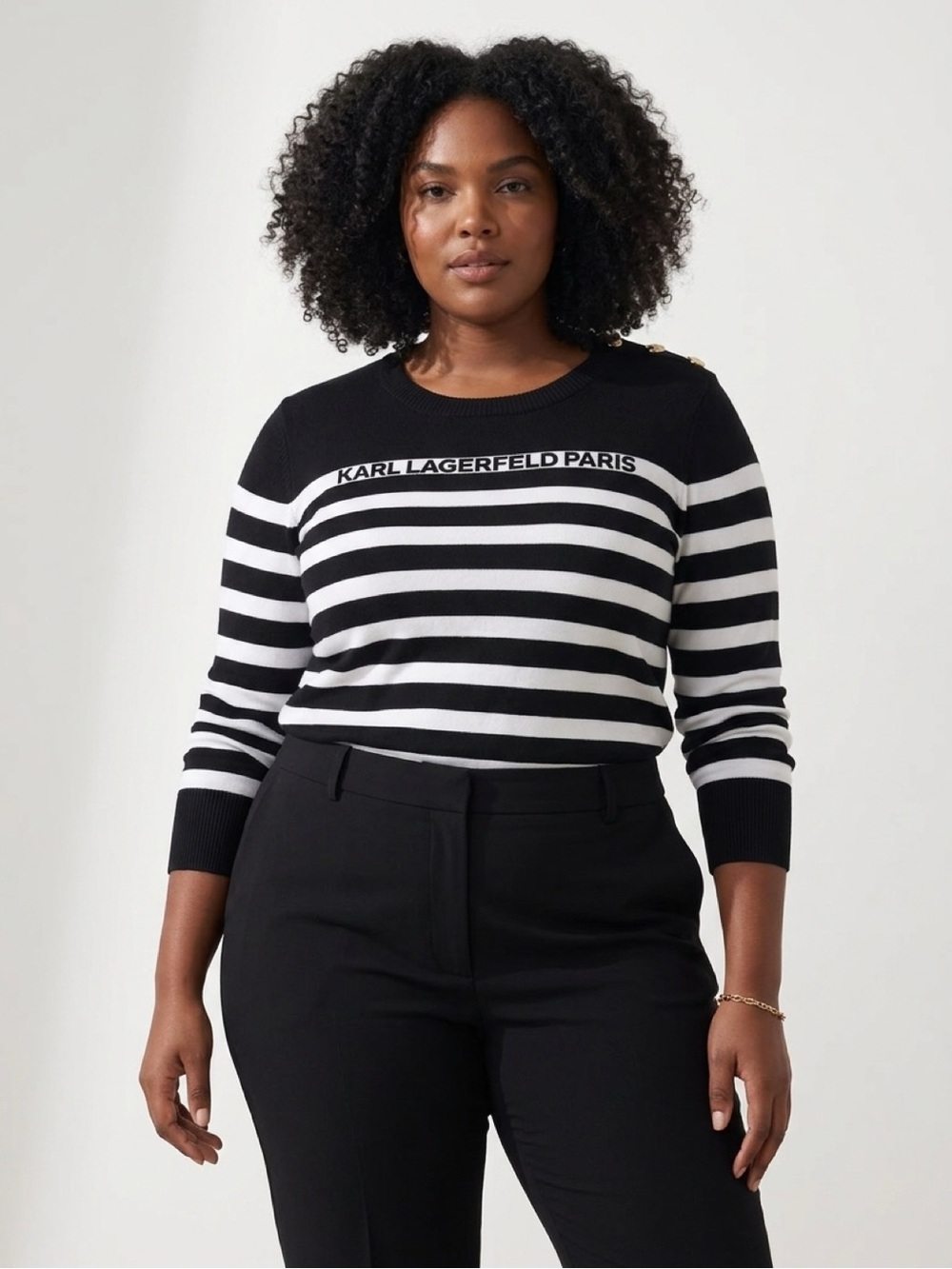 Karl Lagerfeld Black & White Striped Knit Tee 🖤🤍